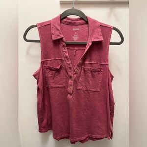 Sonoma Women's Sleeveless Henley Top - Dark Pink